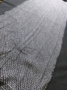 FF#2566 Silk Kimono Fabric Vintage(1950-1980) Hand-stitched Shibori Black 200cm (78.7in)
