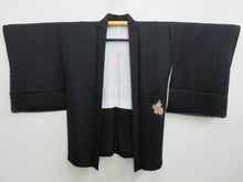 Load image into Gallery viewer, Haori Jacket Vintage(1950-1980) Black Fully Embroidered Ume Kiku Silk #7773K4
