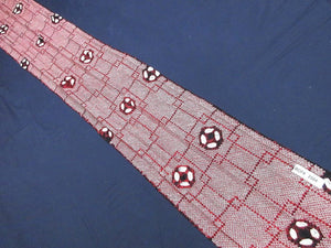 BCF#2504 Silk Kimono Fabric Vintage(1950-1980) Hand-stitched  Shibori     Red    190cm (74.8in)