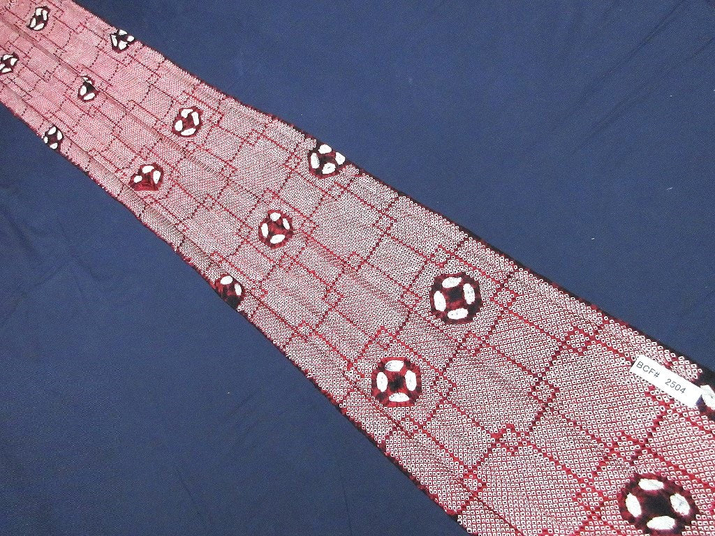 BCF#2504 Silk Kimono Fabric Vintage(1950-1980) Hand-stitched  Shibori     Red    190cm (74.8in)