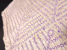 Load image into Gallery viewer, MKF#55 Silk Kimono Fabric Vintage(1950-1980) Shibori Beige Purple 44.1x12.6in(112x32cm)
