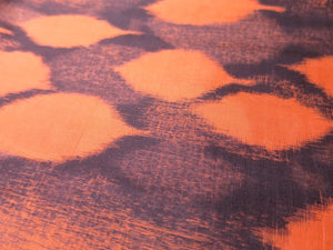 MKF#197 Silk Kimono Fabric Vintage(1920-1950) Meisen Leaf Vermillion 59.1x13.0in(150x33cm)