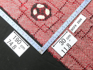 BCF#2504 Silk Kimono Fabric Vintage(1950-1980) Hand-stitched  Shibori     Red    190cm (74.8in)