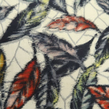 Load image into Gallery viewer, KK1267B5 Silk Kimono Fabric Vintage(1920-1950) Meisen Leaves Cream white 90.2x12.6in(229x32cm)
