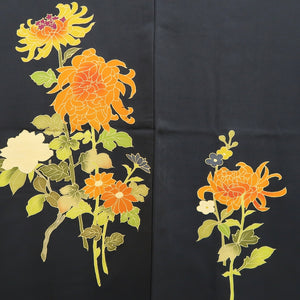 Haori Jacket Vintage(1950-1980) Black Chrysanthemum Silk #9502H1