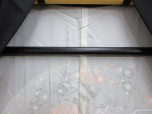 Haori Jacket Vintage(1950-1980) Black Fully Embroidered Ume Kiku Silk #7773K4