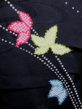 Load image into Gallery viewer, Haori Jacket Vintage(1950-1980) Black Flower Maple Leaf Silk #7950M4
