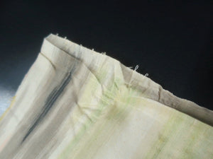 MKF#130 Silk Kimono Fabric Vintage(1920-1950) Meisen Cream white 45.3x13.0in(115x33cm)