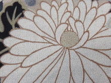 Load image into Gallery viewer, BCF#2584 Silk Tomesode Fabric Vintage(Pre-1920) Hand Painted Chrysanthemum Black 80cm (31.5in)
