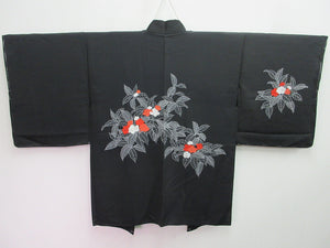 Haori Jacket Vintage(1950-1980) Black Periwinkle Silk #8090A2