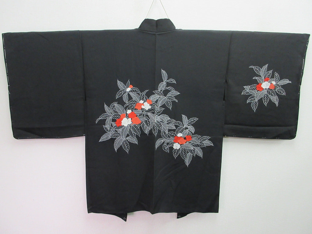 Haori Jacket Vintage(1950-1980) Black Periwinkle Silk #8090A2