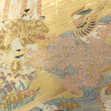 Load image into Gallery viewer, Fukuro Obi Vintage(1950-1980) Gold Heian Period Aristocrats Silk BB199V2
