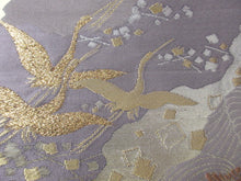 Load image into Gallery viewer, Fukuro Obi Light Rosybrown Gold Crane Birds Michinagadori Silk BB129W8

