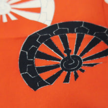 Load image into Gallery viewer, KK1193B4 Rayon Kimono Fabric Vintage(1950-1980) Heian Princess Vermillion 44.1x12.2in(112x31cm)
