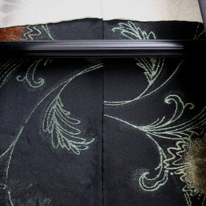 Haori Jacket Vintage(1950-1980) Black Flower Silk #9109D3