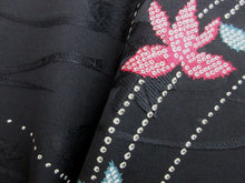 Load image into Gallery viewer, Haori Jacket Vintage(1950-1980) Black Flower Maple Leaf Silk #7950M4
