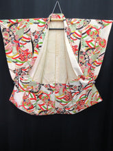 Load image into Gallery viewer, Girl&#39;s Kimono Vintage(1950-1980) White Crane Birds Silk #8122A4
