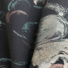 Load image into Gallery viewer, Haori Jacket Vintage(1950-1980) Black Silver Gold Wave Silk #9244E3
