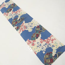 Load image into Gallery viewer, KK1331B6 Silk Kimono Fabric Vintage(1920-1950) Sayagata Branch Blue 54.7x11.4in(139x29cm)

