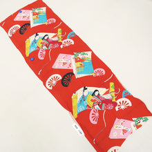 Load image into Gallery viewer, KK1194B4 Rayon Kimono Fabric Vintage(1950-1980) Heian Princess Vermillion 40.2x12.2in(102x31cm)
