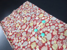 Load image into Gallery viewer, MKF#213 Silk Kimono Fabric Vintage(1950-1980) Chrysanthemum Wine red 51.2x11.8in(130x30cm)
