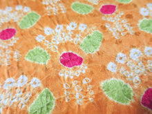 Load image into Gallery viewer, MBFd#74B Silk Kimono Fabric Vintage(1950-1980) Shibori Salmon 43.3x12.2in(110x31cm)

