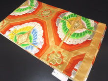 Load image into Gallery viewer, Fukuro Obi Vintage(1950-1980) Gold Orange Butterfly Silk BB7W1
