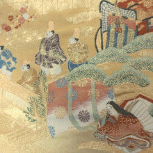 Load image into Gallery viewer, Fukuro Obi Vintage(1950-1980) Gold Heian Period Aristocrats Silk BB199V2
