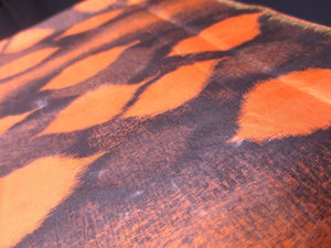MKF#198 Silk Kimono Fabric Vintage(1920-1950) Meisen Leaf Vermillion 59.8x13.0in(152x33cm)