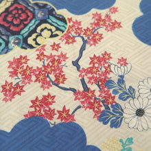 Load image into Gallery viewer, KK1331B6 Silk Kimono Fabric Vintage(1920-1950) Sayagata Branch Blue 54.7x11.4in(139x29cm)
