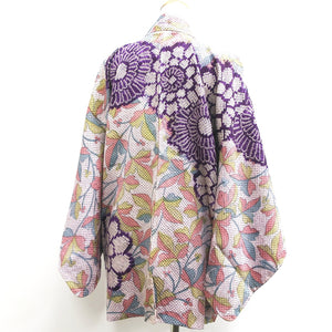 Haori Jacket Vintage(1950-1980) Purple Pink Blue Full Shibori Chrysanthemum Silk #8985C4