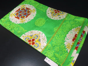 Fukuro Obi Vintage(1950-1980) Green Flower Silk BB27W2