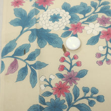 Load image into Gallery viewer, KK975A9 Silk Kimono Fabric Vintage(1950-1980) Chrysanthemum Cream white 59.8x12.6in(152x32cm)
