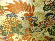 Load image into Gallery viewer, Maru Obi Vintage(1920-1950) Gold Green Phoenix Chrysanthemum Plum blossom Silk BB40W3
