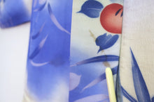 Load image into Gallery viewer, Haori Jacket Vintage(1920-1950) Blue Pale Yellow Tachibana Silk #8324C3
