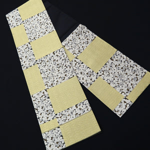 Fukuro Obi Black Gold Silver Flower Silk BB208V2
