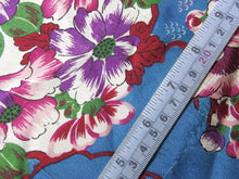 Load image into Gallery viewer, BCF#2806 Silk Kimono Fabric Vintage(1920-1950) Flower Blue 100cm (39.4in)
