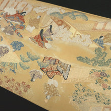 Load image into Gallery viewer, Fukuro Obi Vintage(1950-1980) Gold Heian Period Aristocrats Silk BB199V2
