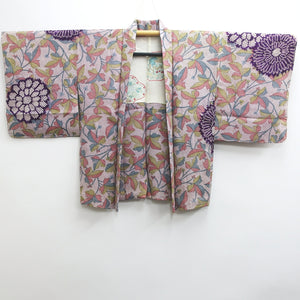 Haori Jacket Vintage(1950-1980) Purple Pink Blue Full Shibori Chrysanthemum Silk #8985C4
