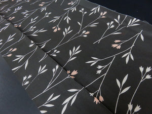 KK738A6 Silk Kimono Fabric Vintage(1950-1980) Black 51.2x9.8in(130x25cm)
