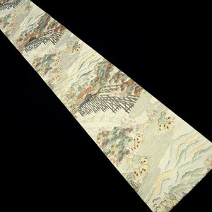Fukuro Obi Gold Landscape Bridge Silk BB238V4