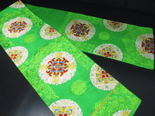 Load image into Gallery viewer, Fukuro Obi Vintage(1950-1980) Green Flower Silk BB27W2
