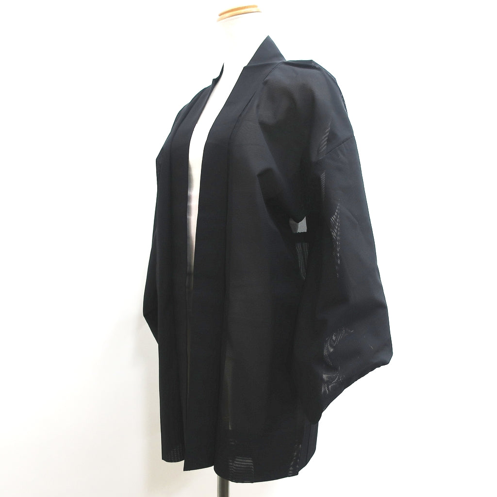 Haori Jacket Vintage(1950-1980) Black See-Through Maple Leaf Silk #9050D1