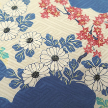 Load image into Gallery viewer, KK1331B6 Silk Kimono Fabric Vintage(1920-1950) Sayagata Branch Blue 54.7x11.4in(139x29cm)

