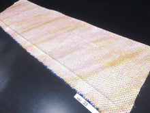 Load image into Gallery viewer, MBFd#33B Silk Kimono Fabric Vintage(1950-1980) Shibori Light Yellow Pink 45.3x12.6in(115x32cm)
