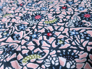 MBFq#67C Silk Kimono Fabric Vintage(1950-1980) Flower Pink 59.1x13.0in(150x33cm)