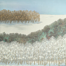 Load image into Gallery viewer, Fukuro Obi Vintage(1950-1980) Light Blue Minoru Sakuragi Winter Landscape Silk BB223V3

