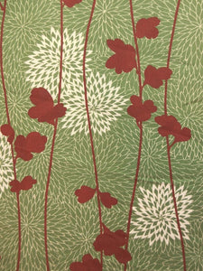 Haori Jacket Vintage(1920-1950) Long Type Naga-baori Moss Green Chrysanthemum #130