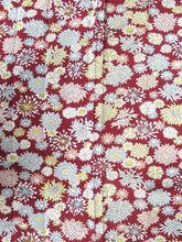 Load image into Gallery viewer, MKF#213 Silk Kimono Fabric Vintage(1950-1980) Chrysanthemum Wine red 51.2x11.8in(130x30cm)
