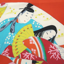 Load image into Gallery viewer, KK1194B4 Rayon Kimono Fabric Vintage(1950-1980) Heian Princess Vermillion 40.2x12.2in(102x31cm)
